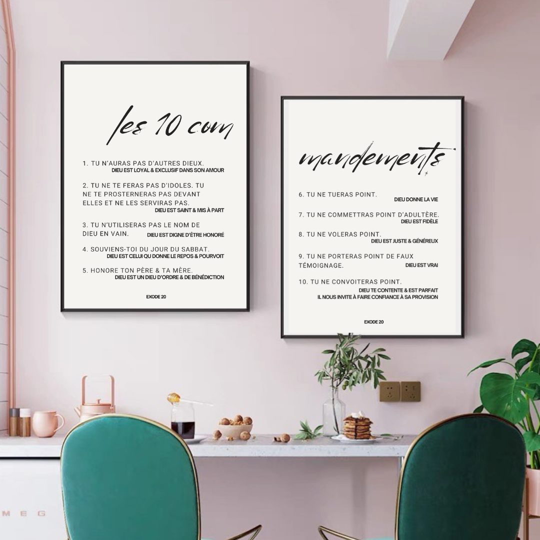 duo tableaux chretiens 10 commandements exode 20