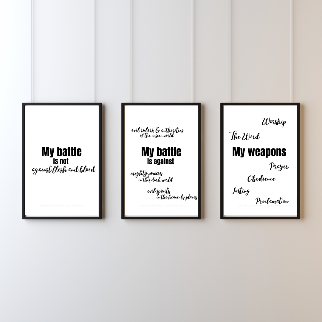 Spiritual Warfare Christian Wall art 3 piece set Ephesians 6