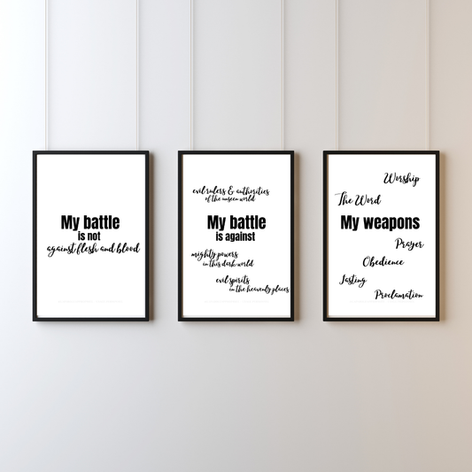 Spiritual Warfare Christian Wall art 3 piece set Ephesians 6