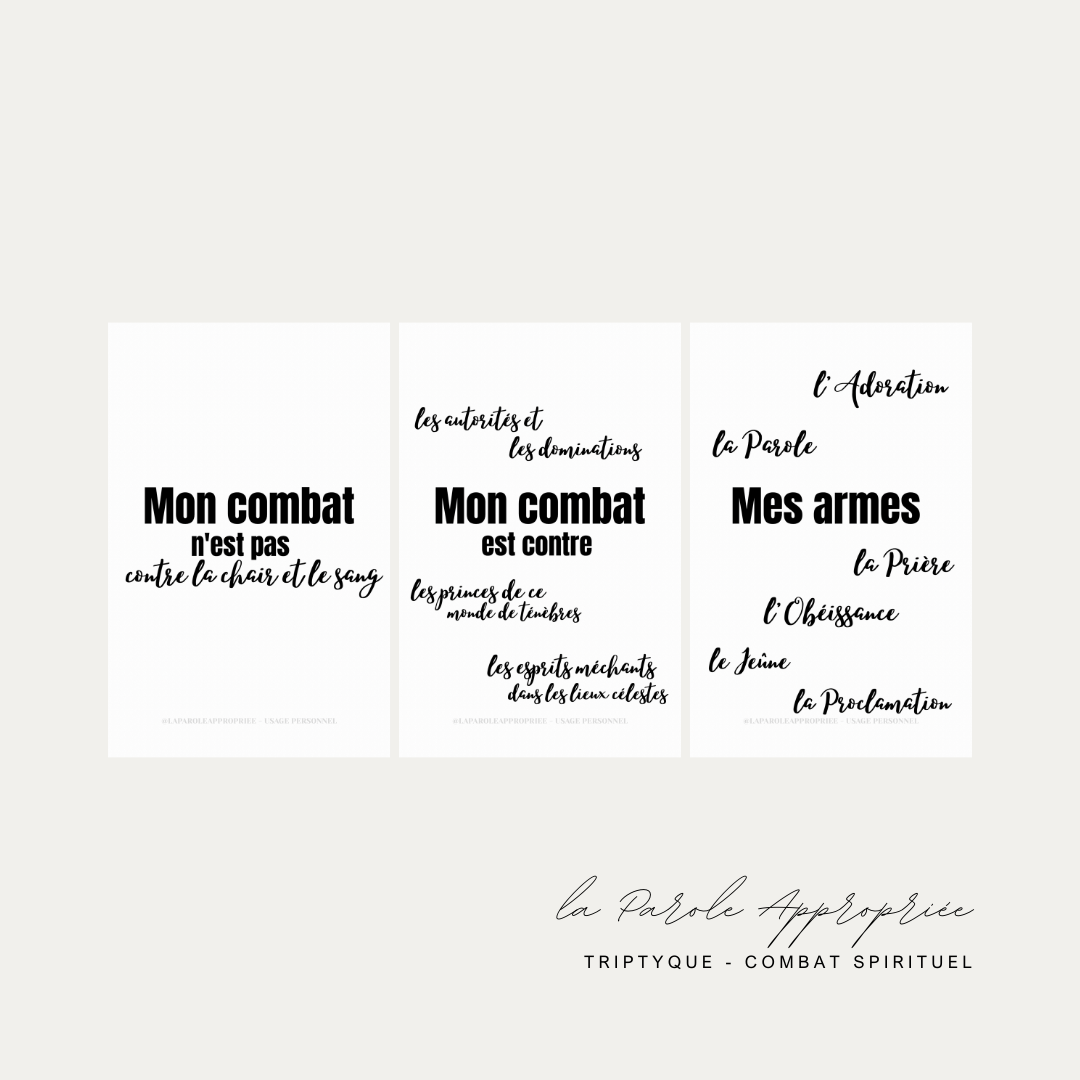 Triptyque Combat Spirituel Ephesiens 6 Tableau chrétien