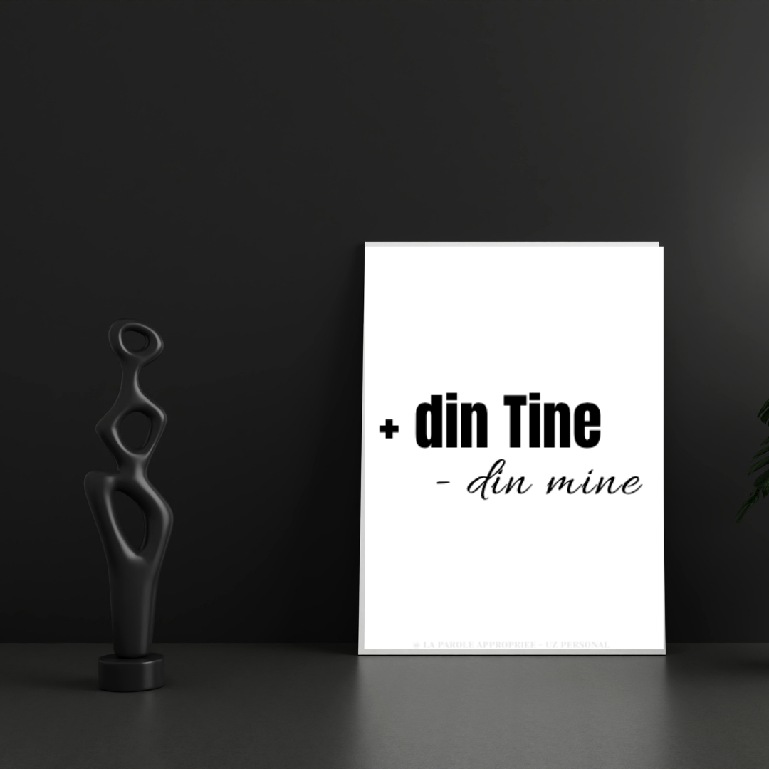Poster creștin minimalist alb-negru cu mesajul « – din mine + din Tine », design modern cu tipografie elegantă